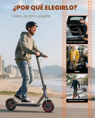 Miniatura 8 de Patinete eléctrico para adultos, motor de 500 W con suspensiones dobles, velocidad máxima de 22 MPH y alcance de 22 millas, neumático sólido de 10