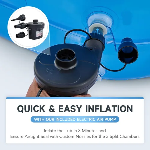 Miniatura 7 de CO-Z Bañera inflable con bomba de aire eléctrica y almohada reposacabezas para baño, bañera inflable portátil para adultos, para exteriores o Azul