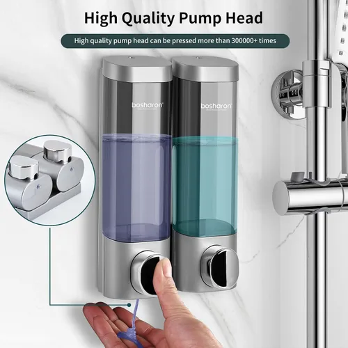 Miniatura 4 de Dispensador de jabón de ducha 2 en 1, dispensador de champú y acondicionador de cámara de 10.1 fl oz, dispensador de champú para ducha montado