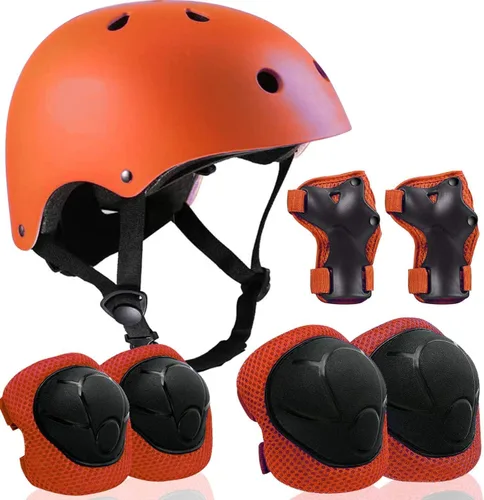 Miniatura 13 de Casco ajustable para niños de 3 a 16 años, niños pequeños, niños y niñas, equipo de protección con rodilleras, coderas y muñequeras para múltiples 1