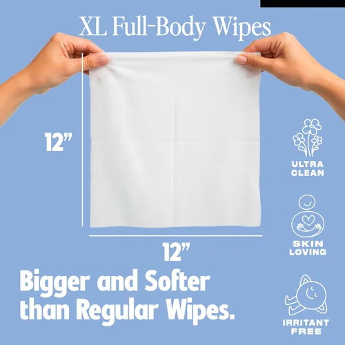 Miniatura 3 de HyperGo Toallitas corporales XL para mujeres y hombres – Toallitas limpiadoras de cuerpo completo sin enjuague de 12 x 12 pulgadas, 2 – 20 paquetes