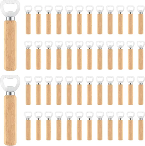 Abrebotellas de madera, 50 unidades de abrebotellas de madera a granel, abridor de botellas grabable para bricolaje, para regalo, boda, fiesta,