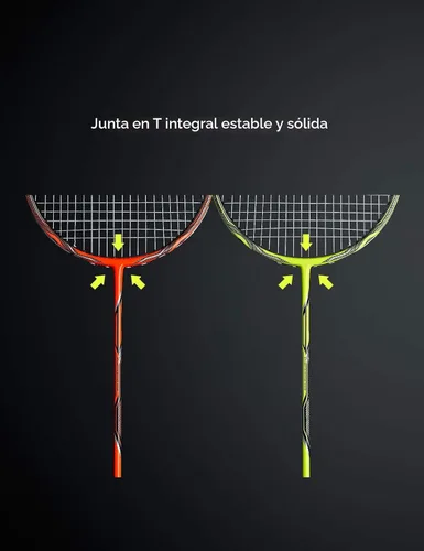Miniatura 5 de Raquetas de bádminton profesionales de fibra de carbono para patios traseros y gimnasio Paquete de 2 piezas