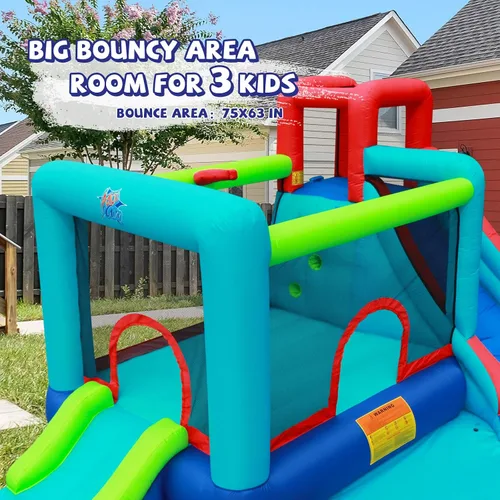 Miniatura 3 de Action Air Bounce House - Casa inflable con soplador para interiores y exteriores - Castillo hinchable con tobogán - Gran área hinchable, amor por