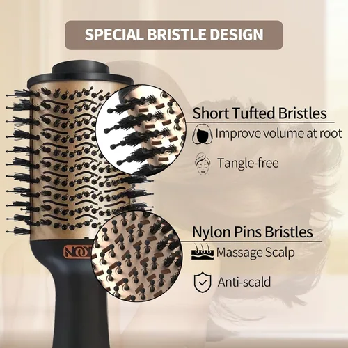 Miniatura 4 de NOOR Cepillo secador de pelo caliente 4 en 1, control de encrespamiento, cepillo secador de pelo, cepillo secador de pelo, cepillo para secar