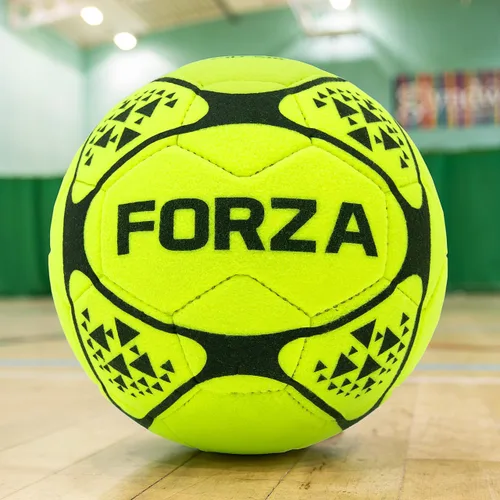 FORZA Balones de fútbol para interiores [3 tamaños] | Pelotas de fútbol amarillas fluorescentes diseñadas para superficies interiores y laminadas,