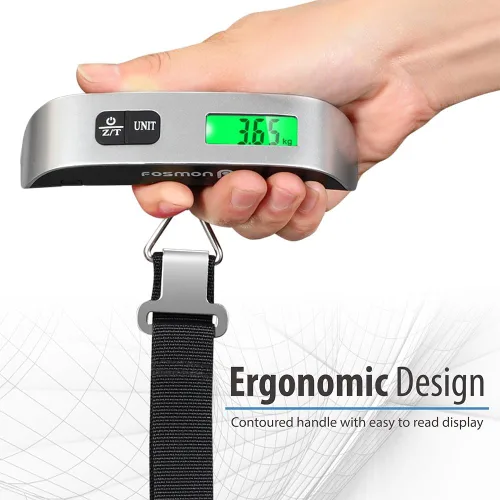 Miniatura 3 de Fosmon Báscula digital de equipaje (paquete de 2), pantalla LCD de retroiluminación de temperatura, báscula de equipaje con capacidad de 110 libras