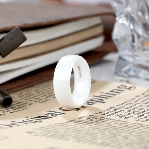 Miniatura 2 de King Will BASIC - Anillo de boda de cerámica de 0.236in, 0.276in, 0.315in, color negro y blanco, acabado mate, borde escalonado, anillo de boda