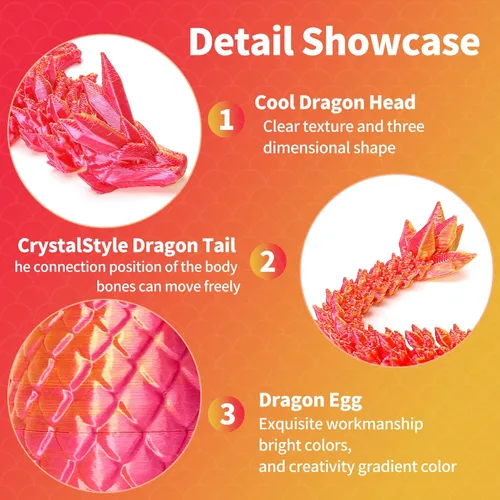 Miniatura 3 de Zobetro Dragón Impreso en 3D con Huevo Sorpresa, Dragón de Cristal Articulado en Huevo, Juguetes de Escritorio Fidget de Dragón Ejecutivo, Regalos