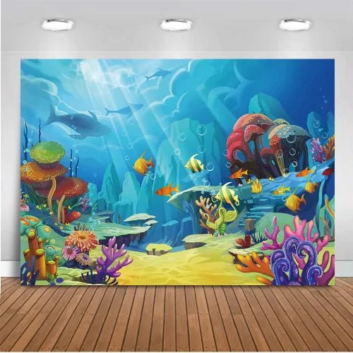 Miniatura 7 de CHAIYA Telón de Fondo Bajo el Mar Océano Sirenita Telón de Fondo de Fondo para Tema Bajo el Mar Baby Shower Cabina de Fotos Banner Fiesta Decoración