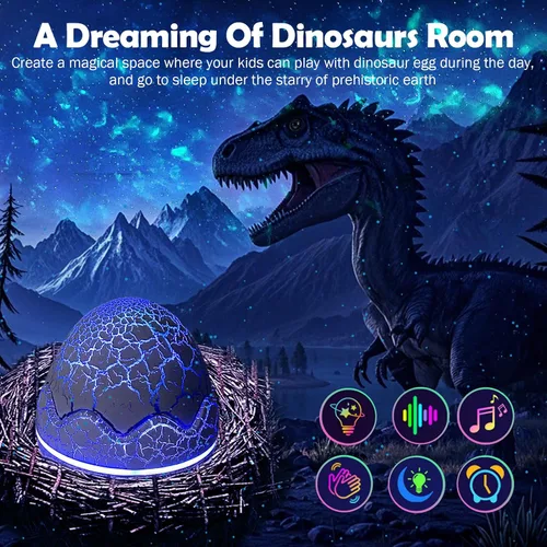 Miniatura 2 de XQBX Proyector de galaxia de huevo de dinosaurio un proyector Aurora con altavoz Bluetooth y ruido blanco, regalo de San Valentín para ella/él