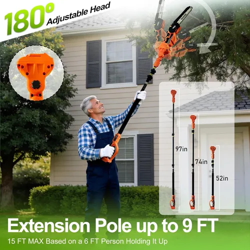 Miniatura 4 de Sierras de poste eléctricas para poda de árboles de 15 pies, motosierra inalámbrica con batería y cargador, mini motosierra de 6 y 8 pulgadas