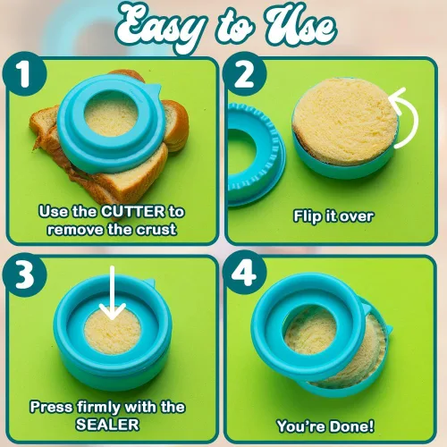 Miniatura 2 de Cortador y sellador de sándwich (círculo) - Preparador de sándwiches sin corteza - Ideal para fiambrera y caja de Bento - Almuerzo para niños