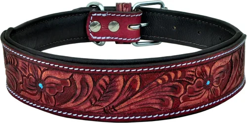 Miniatura 2 de Affilare Collar de cuero para perro, estilo occidental, resistente, hecho a mano, ajustable, acolchado, suave para cachorros y perros grandes