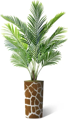 Miniatura 2 de Árbol artificial en maceta contemporánea, palmera tropical areca artificial de seda para decoración del hogar en interiores y exteriores, altura