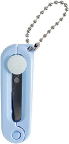 Tijeras plegables azules seguras y portátiles de viaje, tijeras telescópicas plegables de bolsillo con llavero para cortar, álbumes de recortes,