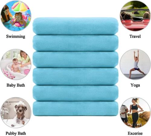 Miniatura 4 de MERRY HOME Paquete de 6 toallas de baño de microfibra, 27 x 55 pulgadas, de secado rápido, súper suaves, altamente absorbentes, multiusos