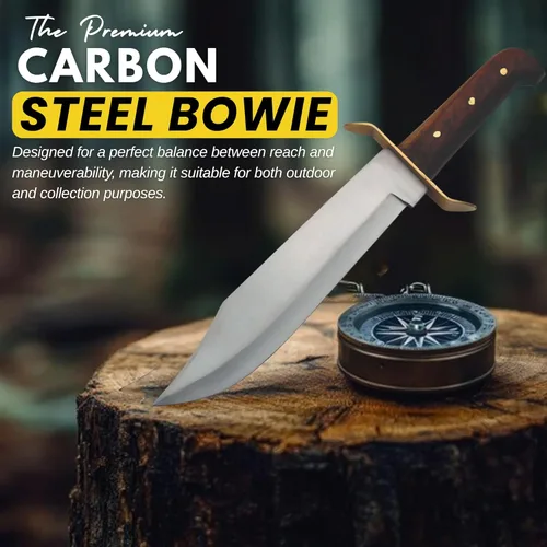 Miniatura 2 de SZCO Full Tang Bowie Cuchillo de Caza de Hoja Fija de 15 Pulgadas - Cuchillo de Campamento con Funda de Cuero para Hombres - Mango de Agarre Firme