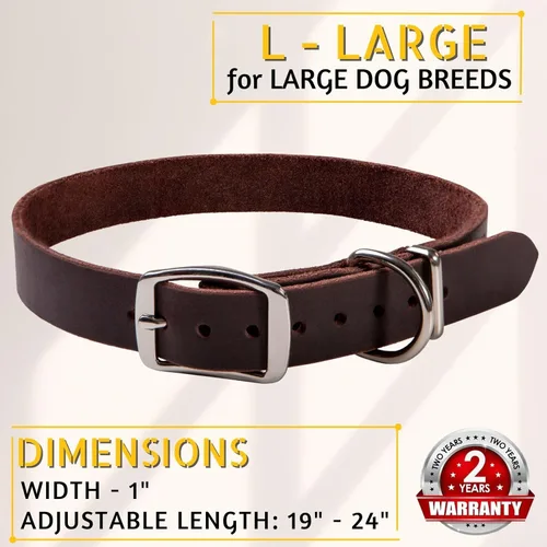 Miniatura 4 de Adityna - Collar de cuero para perros grandes - Estilo clásico, suave y fuerte, resistente collar de cuero de grano superior para caminar, entrenar