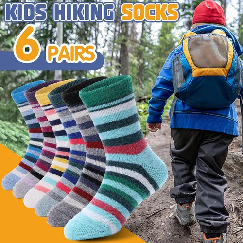 Miniatura 79 de ANTSANG Calcetines de Lana, Calcetines Térmicos Cálidos y Gruesos Tipo Crew Boot para Niños Pequeños, Niños y Niñas, 6 Pares
