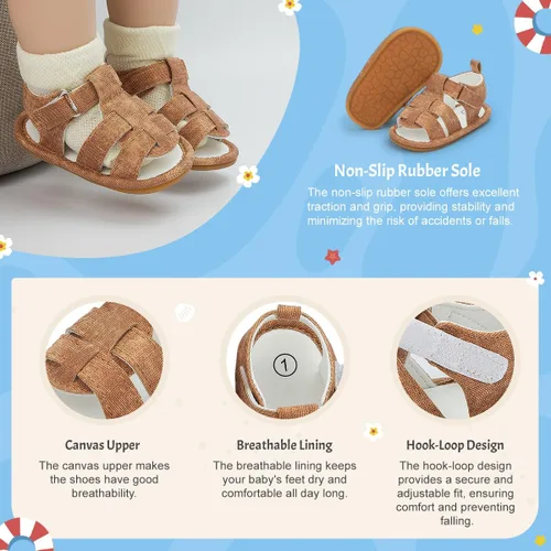 Miniatura 3 de KIDSUN Sandalias para bebés y niñas, zapatos de playa de verano para bebés, suela de goma antideslizante, zapatos de cuna para primeros pasos