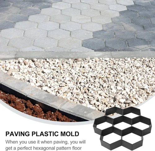 Miniatura 2 de Vaguelly Molde de ladrillo hexagonal para baldosas de cemento de plástico, molde de pavimentación de cemento para bricolaje, pasarela, pavimento, 4