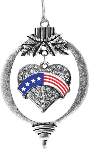 Miniatura 255 de Inspired Silver Adornos festivos de dije de corazón pave de plata con circonitas cúbicas