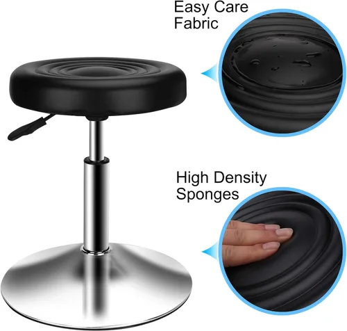 Miniatura 3 de QiCheng & LYS - Taburete redondo de oficina, altura ajustable, taburete de 360 grados, para oficina, hogar, cocina, belleza, taburete sin ruedas