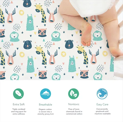 Miniatura 5 de Sábanas bajeras 100% de algodón orgánico perfectamente compatibles con Graco Pack n Play, Babyletto, Pamo Babe, Hiccapop, Dream on Me, Evenflo, Baby