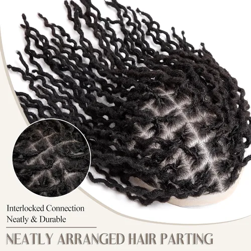 Miniatura 3 de DAIXI - Extensiones de rastas rizadas afro de 8 x 10 pulgadas con base de encaje completo transparente para hombres y mujeres, 56 hebras de 0.2 in