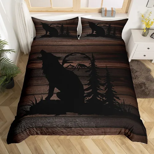 Miniatura 32 de Juego de funda de edredón de oso para niños, juego de ropa de cama de animales salvajes para niños, naturaleza, vida silvestre, oso, pájaro, juego