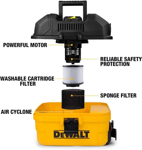 Miniatura 4 de DEWALT DXV04T Aspiradora portátil de 4 galones en húmedo/seco (amarillo) y accesorios para aspiradoras húmedas/secas para taller