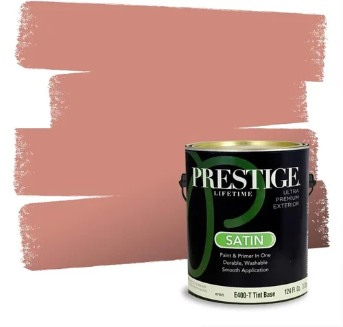 Miniatura 346 de Prestige Paints Pintura exterior e imprimación en uno, 1 galón, plano, coincidencia comparable de Valspar* Amber Rose*