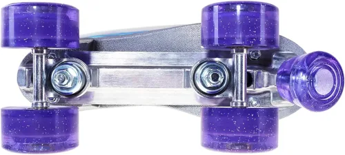 Miniatura 8 de JajaHoho Patines de ruedas para mujeres, piel sintética holográfica de alta calidad, patines brillantes de doble fila de cuatro ruedas para niñas