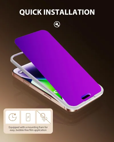 Miniatura 8 de PDDKISS Protector de pantalla de privacidad compatible con iPhone 17 Pro Max de 6.9 pulgadas, degradado morado, antiespía, anti luz azul, vidrio