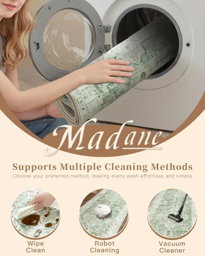Miniatura 88 de Madane Tapete lavable de 2 x 10 pies para pasillo, cocina, recibidor, clásico, suave, antideslizante para interiores, casa de campo, baño, sala