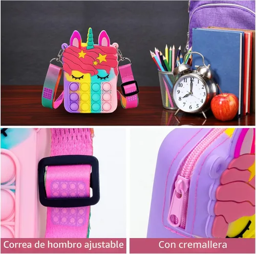 Miniatura 6 de Civan Pequeño Bolso para Reventar, Bolso de Unicornio para Niñas, Niños y Mujeres, Bolso Pop con Juguete de Unicornio Pop, Bolso de Hombro, Juguete