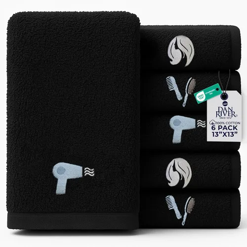 Miniatura 23 de DAN RIVER Paquete de 12 toallas faciales 100% algodón de alta calidad para baño, paños reutilizables para ducharse, 12 x 12 pulgadas, paños de lujo
