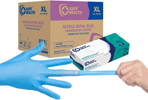 Miniatura 9 de Safe Health Nitrile Exam Gloves – 4 mil, Latex-Free, Powder-Free, Disposable, Blue, Medical Grade, Food, Cleaning Use