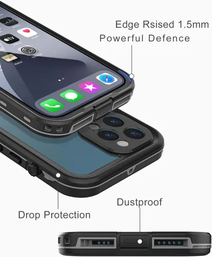 Miniatura 5 de Funda impermeable diseñada para iPhone 12 Mini, funda de cuerpo completo a prueba de golpes con protector de pantalla, a prueba de polvo para iPhone