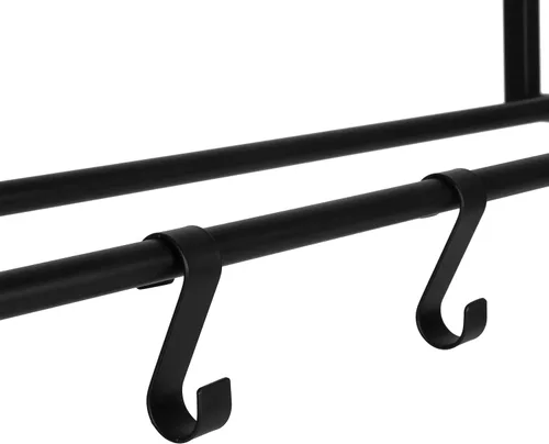 Miniatura 7 de MyGift Estante para pelotas montado en la pared, 3 niveles de gimnasio, equipo de ejercicio, organizador de almacenamiento, estante con 4 ganchos