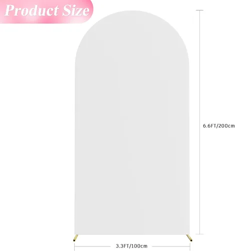 Miniatura 2 de Wokceer Cubierta de Fondo de Arco de Boda de 6.6 Pies de Spandex Ajustada Blanca Cubiertas de Arco de Parte Superior Redonda Chiara Arcos Cubierta