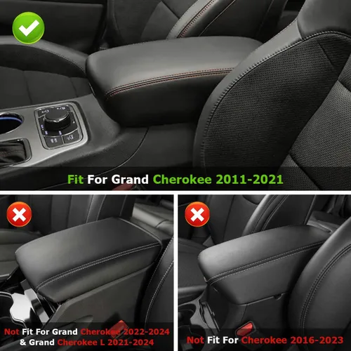Miniatura 2 de INTGET Funda para reposabrazos de consola central de automóvil para Jeep Grand Cherokee 2011-2020 2021, accesorios para reposabrazos, almohadilla