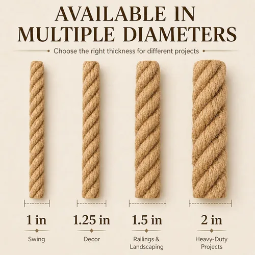 Miniatura 3 de Cuerda de manila trenzada (1 pulgada x 20 pies), cuerda de yute natural gruesa para manualidades, muelles, barandillas, columpios, decoración