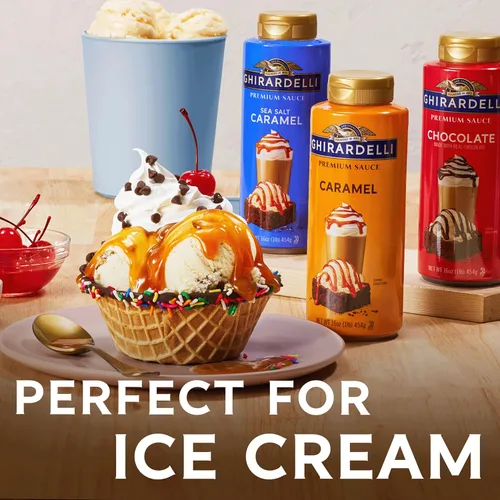 Miniatura 6 de GHIRARDELLI Salsa con sabor a chocolate blanco premium, botella de 16 onzas, rico jarabe de chocolate blanco para café y postres
