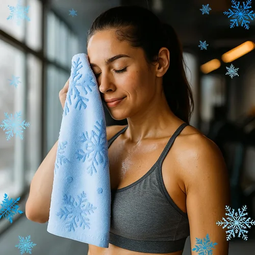 Miniatura 5 de Remagr Paquete de 4 Toallas de Baño 3D con Copos de Nieve de Invierno de 14" x 30" Toallas de Mano de Baño de Navidad Jacquard Absorbentes Suaves