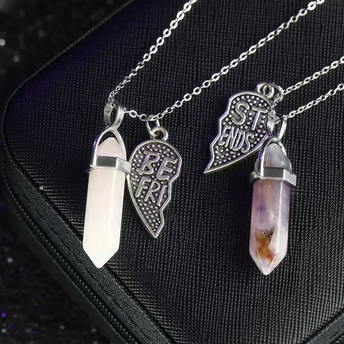 Miniatura 3 de BONJOULRY Collares de amistad de cristal a juego para parejas para mejores amigos con dije magnético de corazón, para mujeres y hombres, delicada