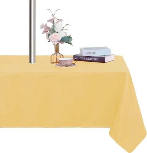 Miniatura 13 de Fitable Cubierta de Mesa Ovalada Oblonga para Exteriores e Interiores - Mantel Lavable Impermeable Sin Arrugas con Cremallera y Orificio para Beige