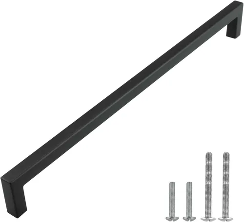 Miniatura 10 de Modket Paquete de 1 manija cuadrada europea para gabinete de acero inoxidable 304 de 2 pulgadas, pomo negro mate