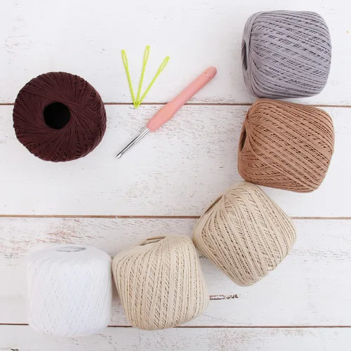 Miniatura 27 de Threadart - Juego de hilos de ganchillo de algodón 100% puro, tamaño 3, colores de ambiente de playa, cuatro bolas de 1.76 oz